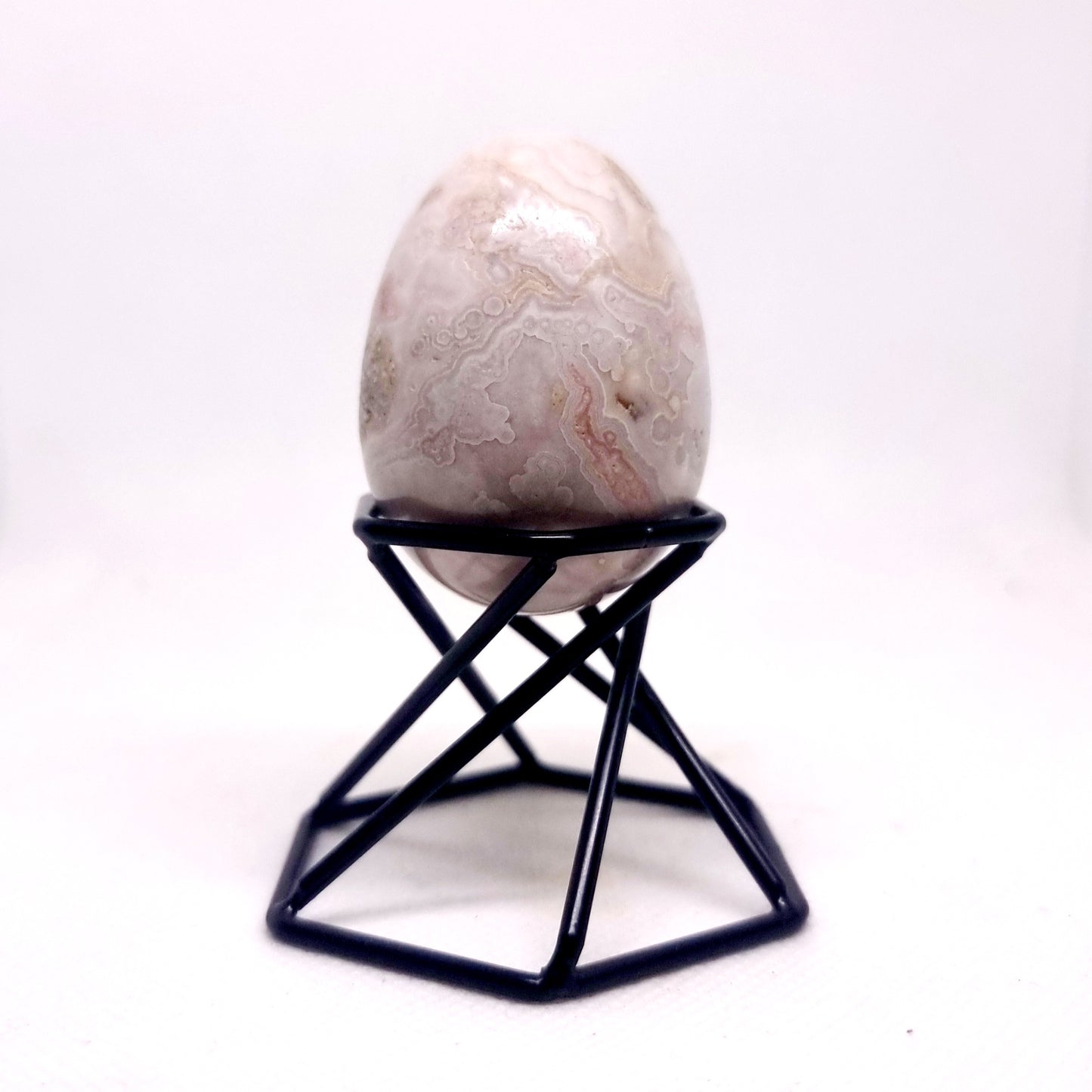 WHITE ORBICULAR OCEAN JASPER POLISHED EGG 91 g - TRANQUILITY