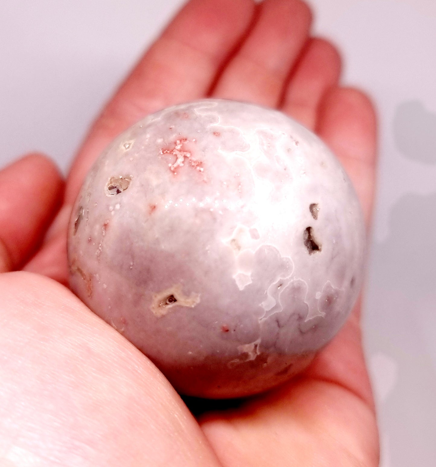 WHITE ORBICULAR OCEAN JASPER POLISHED SPHERE ( A ) 6 cm - TRANQUILITY