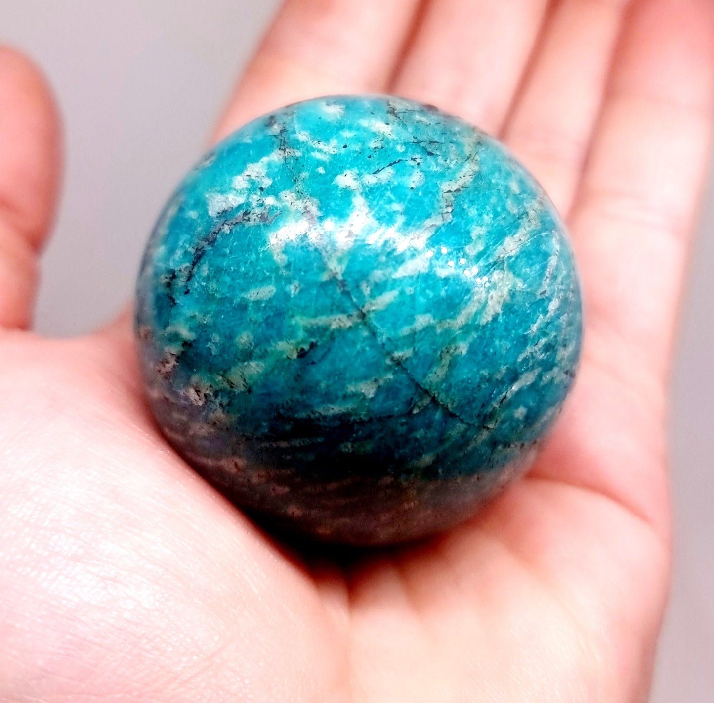 AMAZONITE POLISHED SPHERE (A) 5 cm - COMMUNICATION