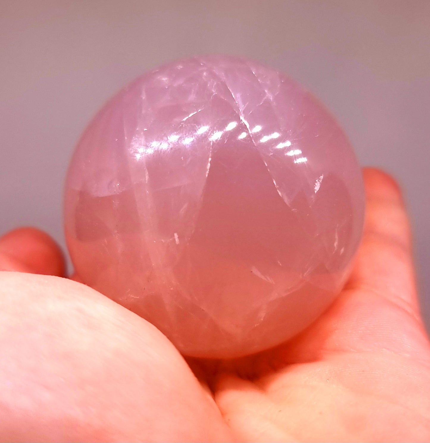 ROSE QUARTZ STAR POLISHED SPHERE 6 cm - LOVE