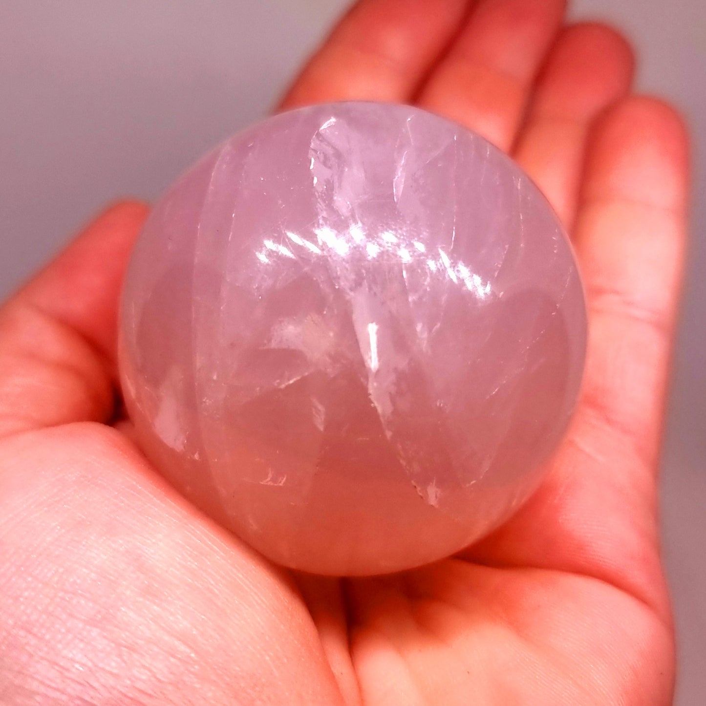 ROSE QUARTZ STAR POLISHED SPHERE 6 cm - LOVE