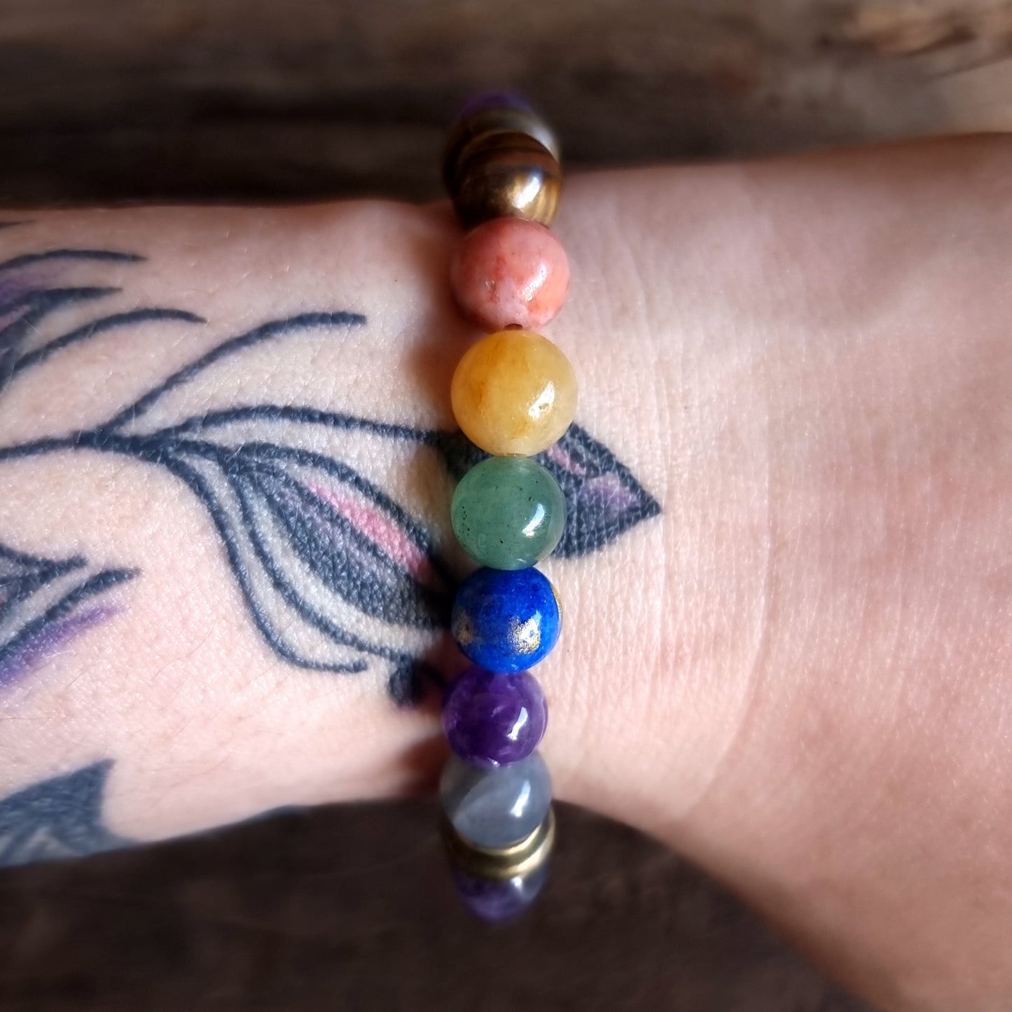 AMETHYST SEVEN CHAKRA BALANCING BRACELET 8 mm - CHAKRA HEALING