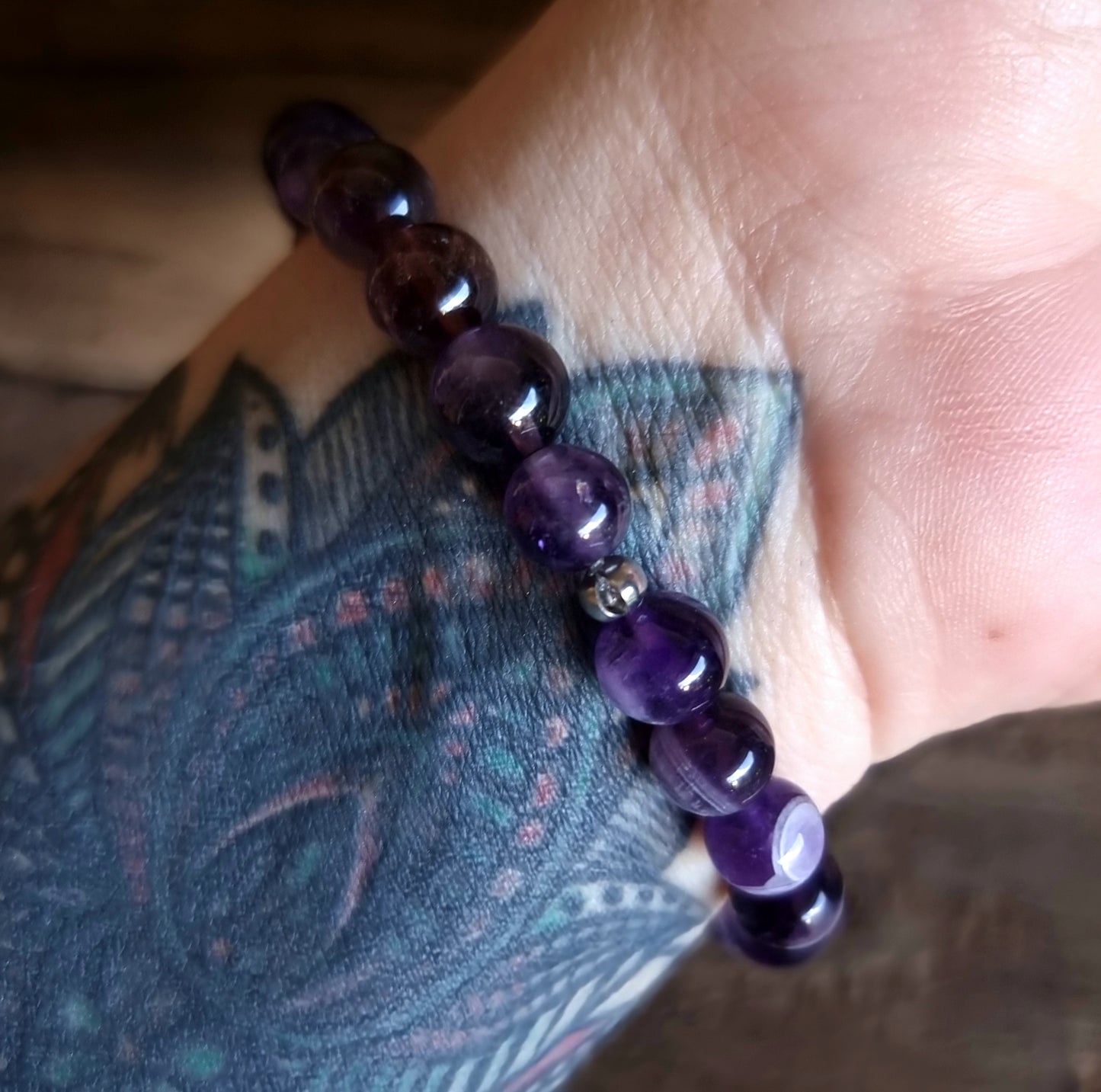 AMETHYST SEVEN CHAKRA BALANCING BRACELET 8 mm - CHAKRA HEALING