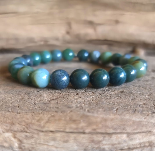 GREEN MOSS AGATE BRACELET 8 mm - ABUNDANCE