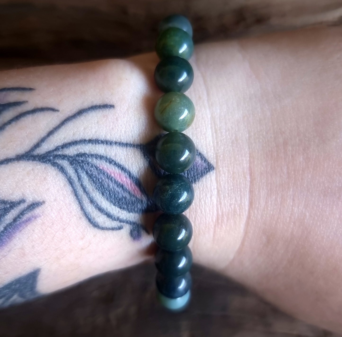 GREEN MOSS AGATE BRACELET 8 mm - ABUNDANCE