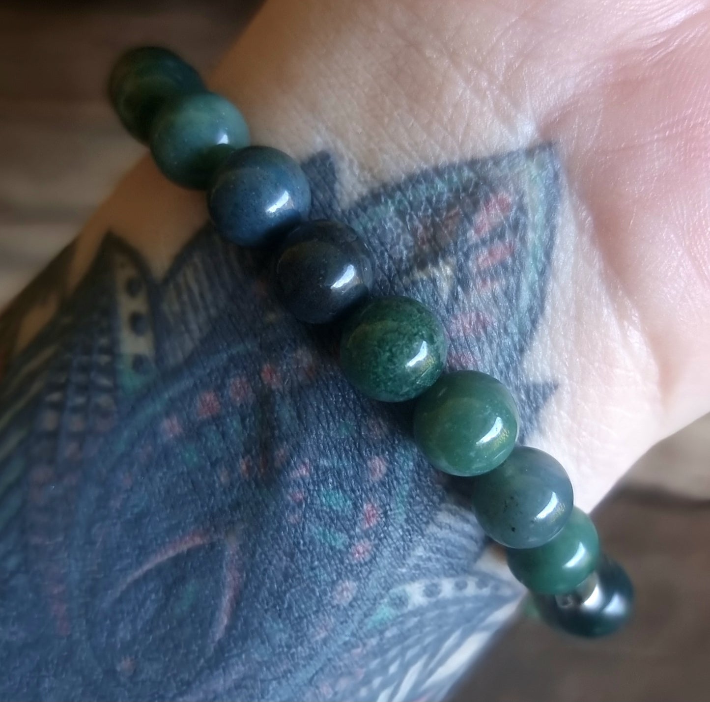 GREEN MOSS AGATE BRACELET 8 mm - ABUNDANCE