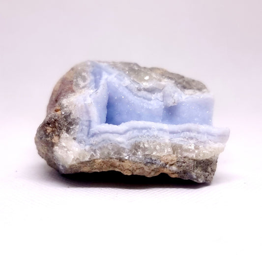 BLUE LACE AGATE GEODE 144 g - SERENITY, COMMUNICATION & INNER CALM