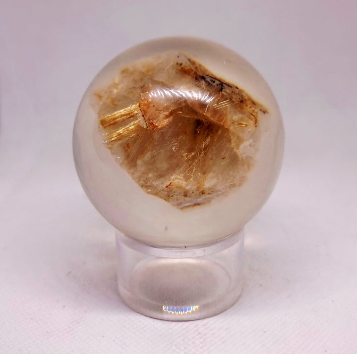 Golden Rutile Quartz In A Resin Sphere 6 cm (179 G) - Wildlings Crystals South Africa
