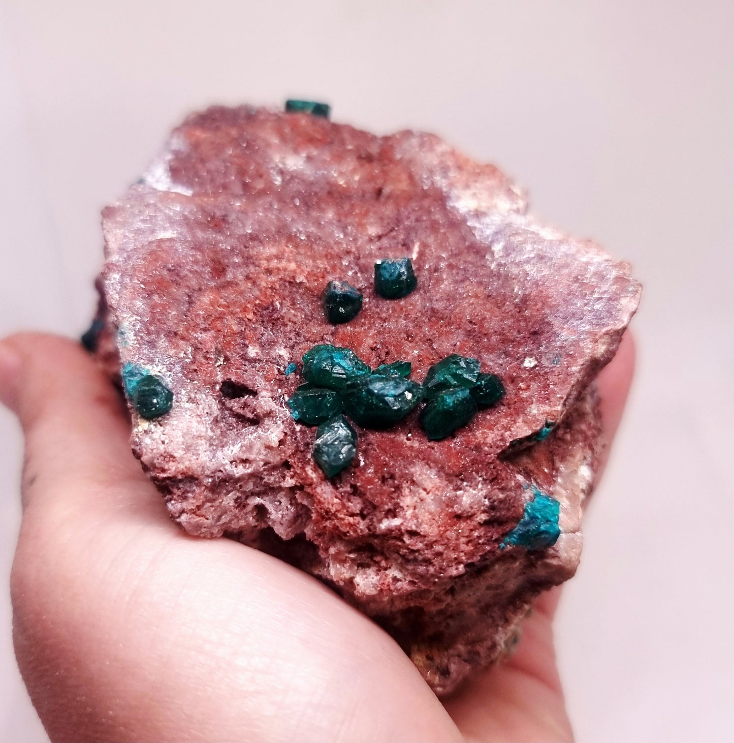 DIOPTASE ON DOLOMITE SPECIMEN (545 g) - EMOTIONAL HEALING