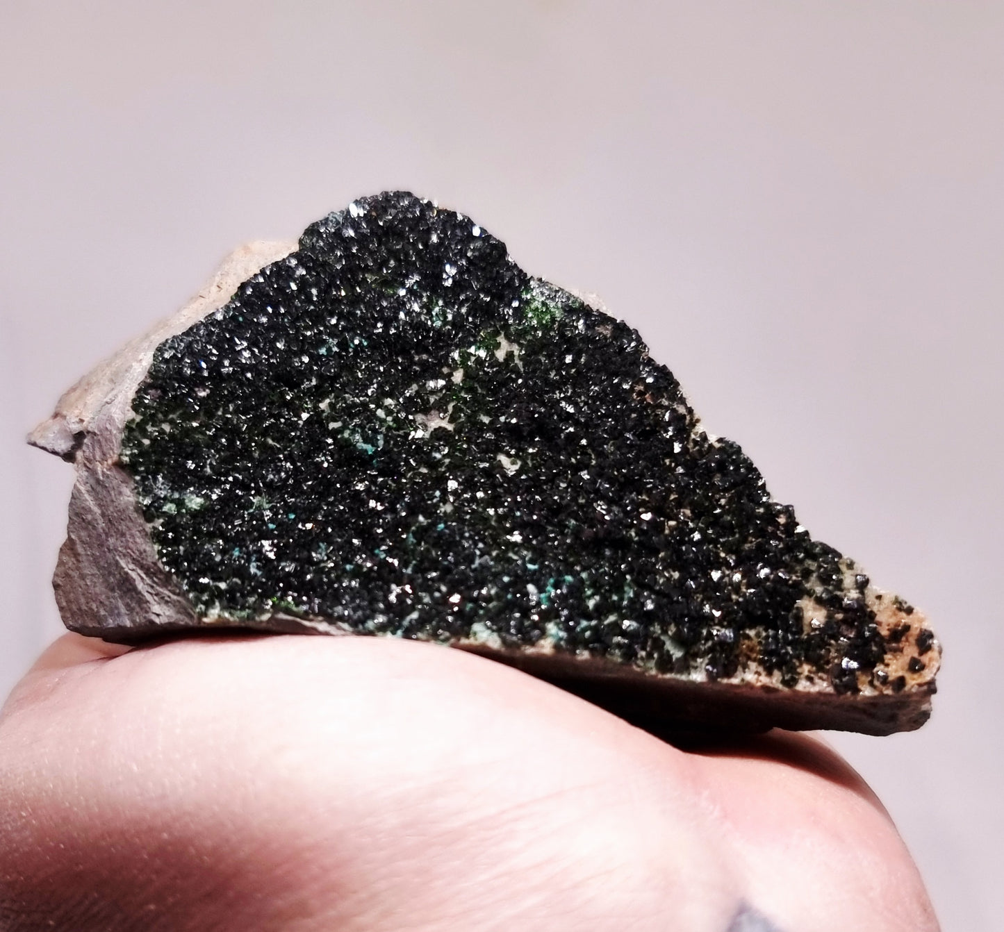 RARE LIBETHENITE ON DOLOMITE SPECIMEN 155 g - BALANCING
