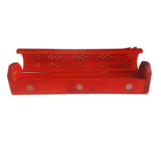 WOODEN ORANGE SUN INCENSE BOX