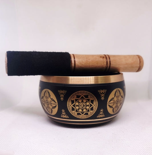 BLACK MANTRA TIBETAN BRASS SINGING BOWL