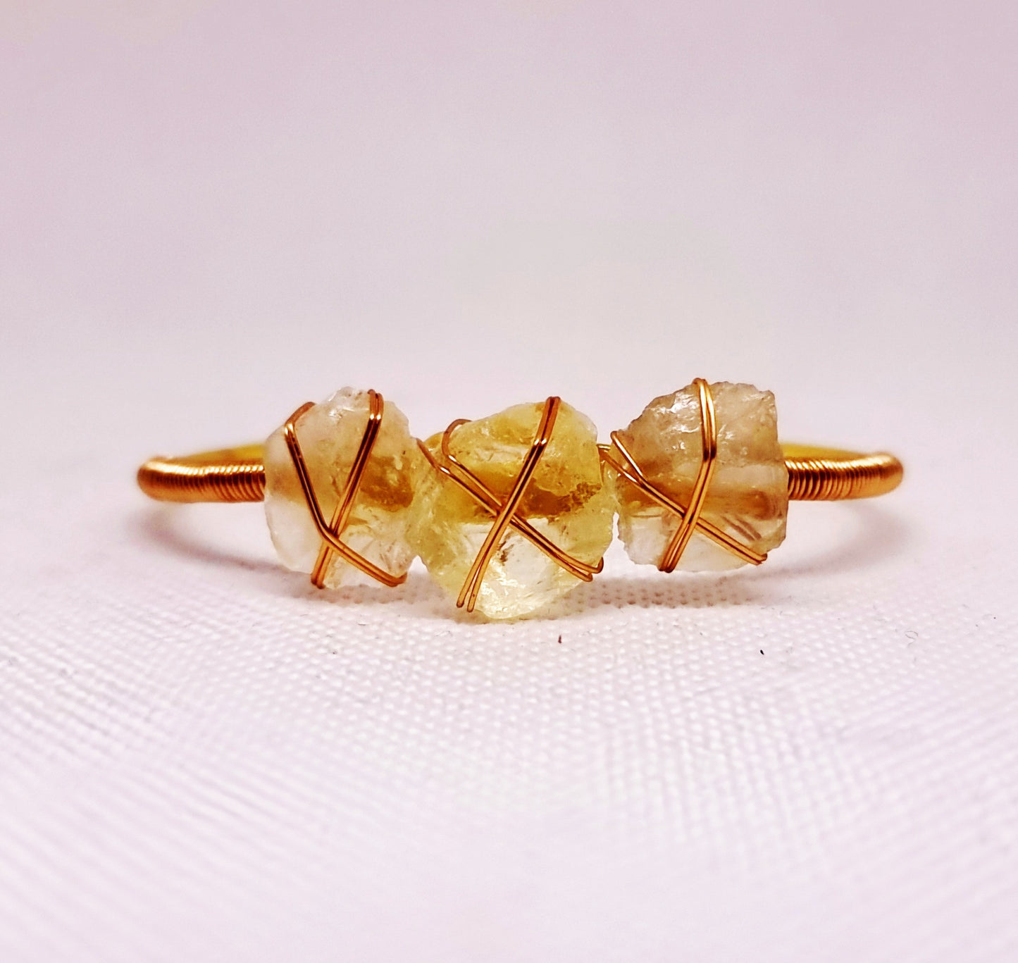 CITRINE ROUGH GOLD PLATED BANGLE - WEALTH & PROSPERITY