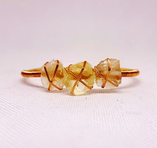 CITRINE ROUGH GOLD PLATED BANGLE - WEALTH & PROSPERITY