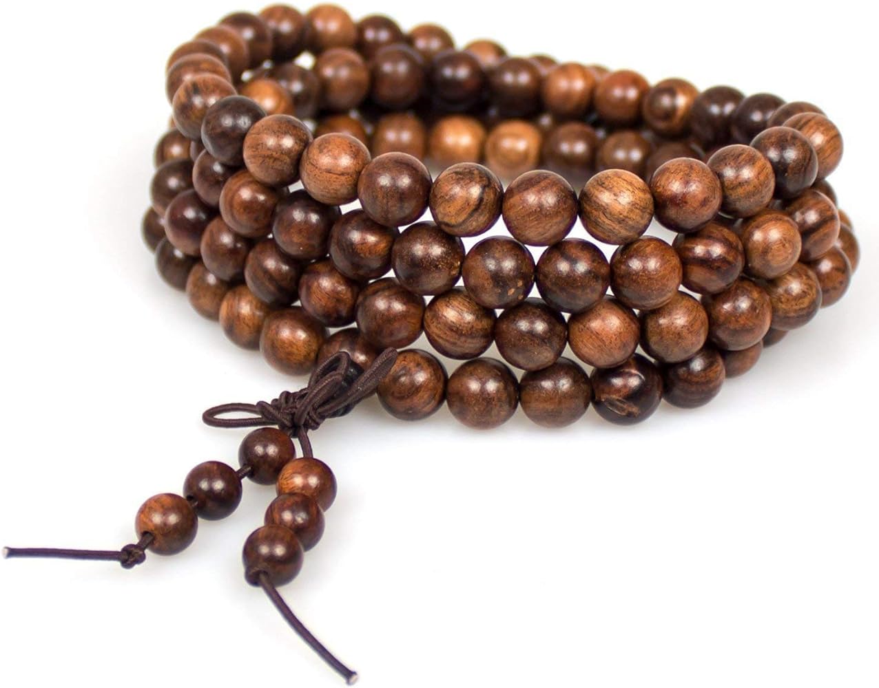 TIBETAN INDIAN ROSEWOOD PRAYER MALA BEADS 8mm