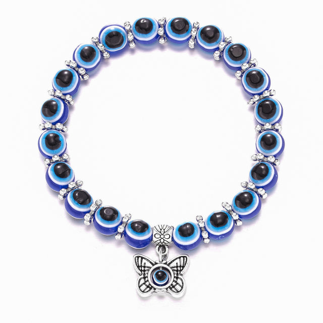 AGAINST EVIL EYE BUTTERFLY CHARM BRACELET 10 mm - PROTECTION AGAINST JEALOUSY