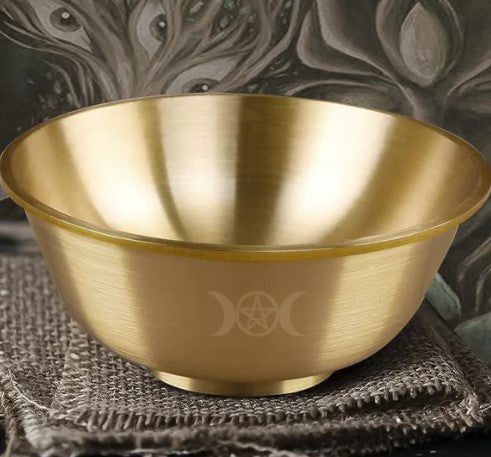 TRIPLE MOON ALTAR BRASS BOWL 9x3.5cm