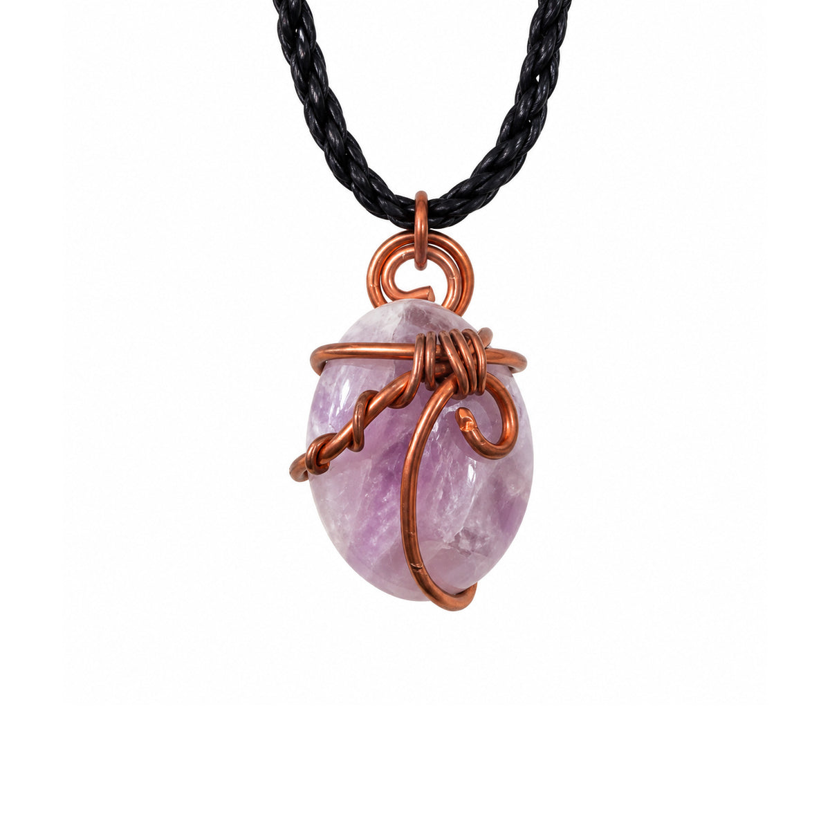 AMETHYST ROUND COPPER WIRE WRAPPED NECKLACE
