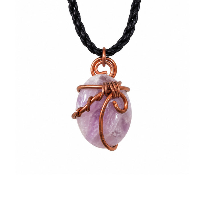 AMETHYST ROUND COPPER WIRE WRAPPED NECKLACE