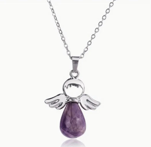 AMETHYST ANGEL PENDANT NECKLACE  - PSYCHIC ABILITIES