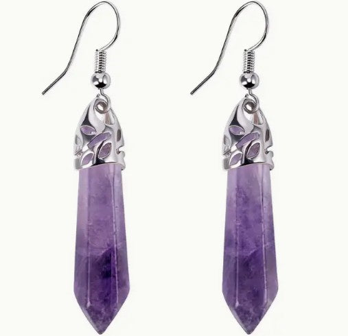 AMETHYST PENDANT EARRINGS - PSYCHIC ABILITIES