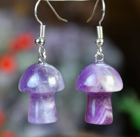 AMETHYST MUSHROOM EARRINGS - PSYCHIC ABILITIES