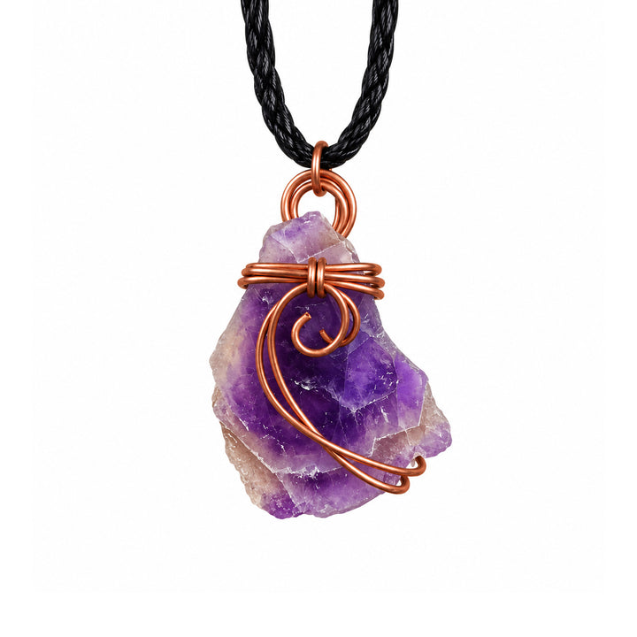 AMETHYST COPPER WIRE WRAPPED NECKLACE