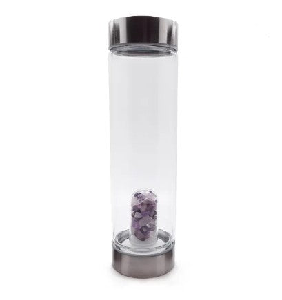 AMETHYST & ROSE QUARTZ WATER BOTTLE - LOVE