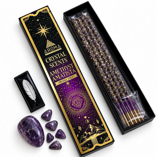 AMETHYST CRYSTAL SCENTS INCENSE SMUDGE STICKS