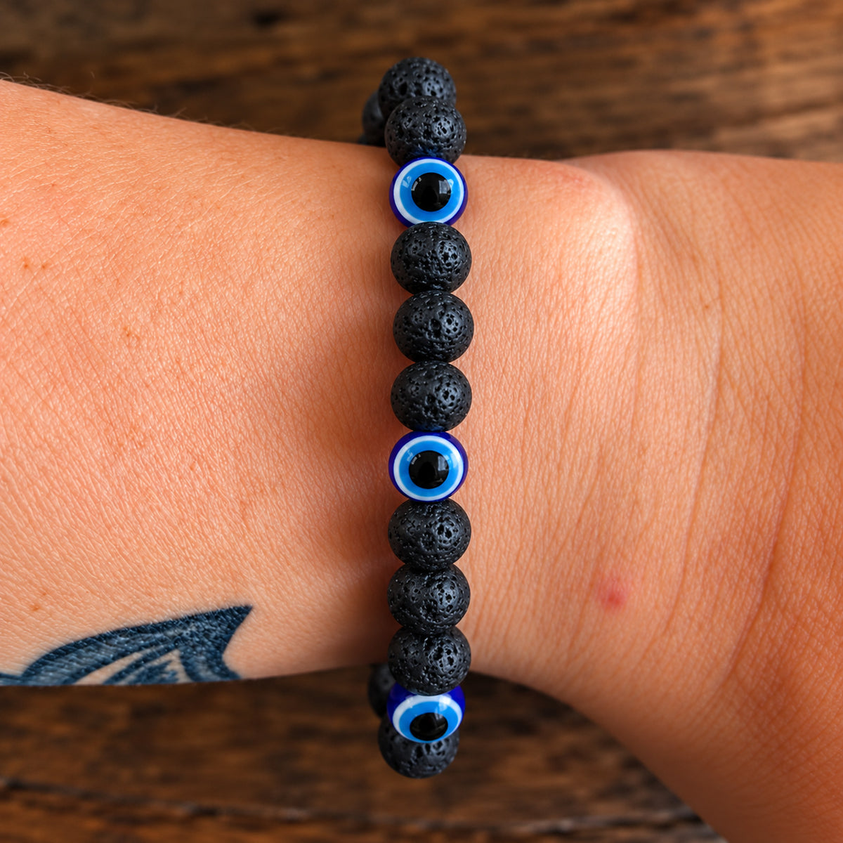 BLACK LAVA STONE EVIL EYE DIFFUSER BRACELET
