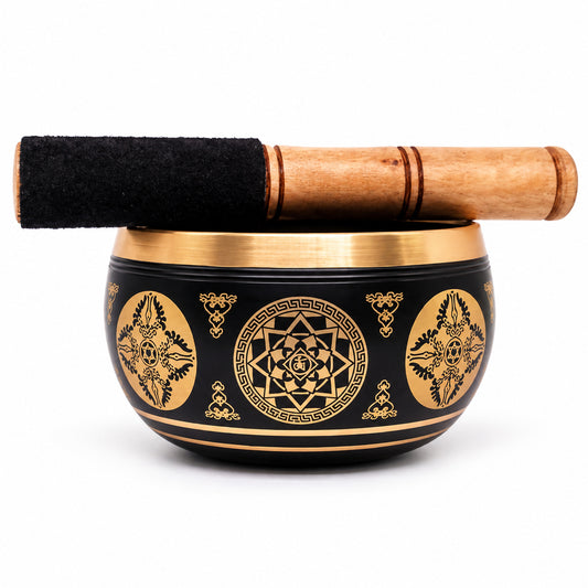 BLACK MANTRA TIBETAN BRASS SINGING BOWL