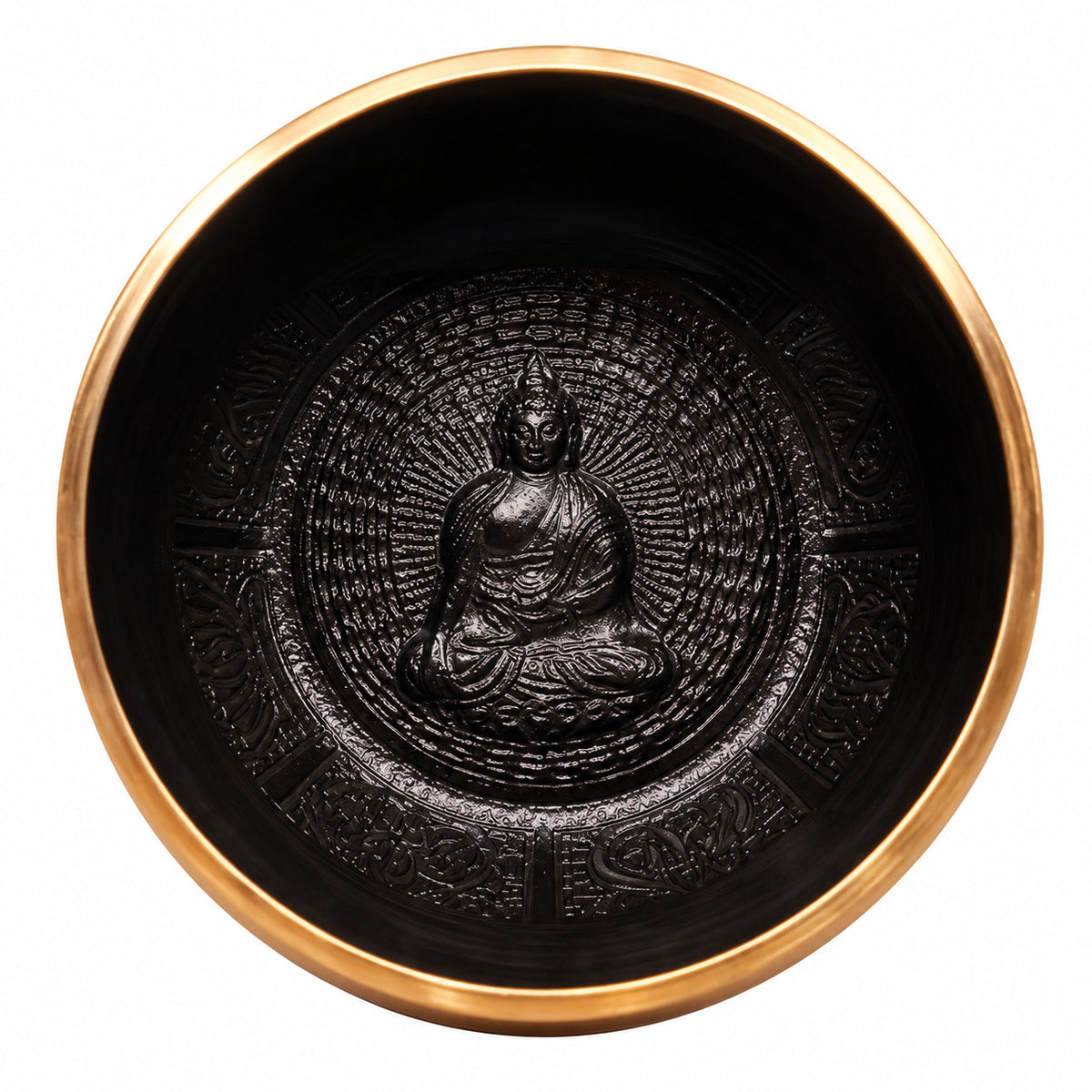 BLACK MANTRA TIBETAN BRASS SINGING BOWL