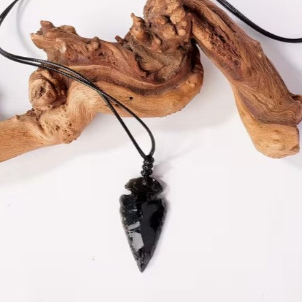 BLACK OBSIDIAN ARROWHEAD NECKLACE - PROTECTION