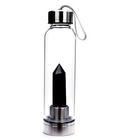 BLACK ONYX WATER BOTTLE - PROTECTION & STRENGTH