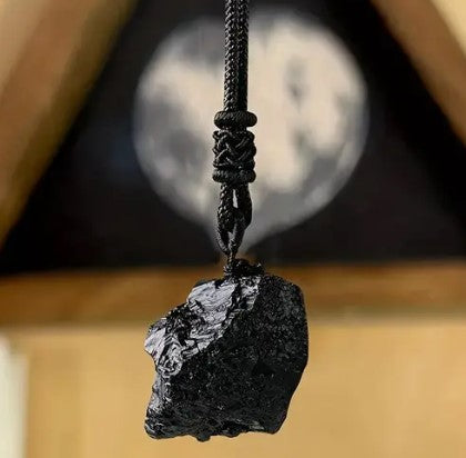 BLACK TOURMALINE PENDANT NECKLACE - PROTECTION & PROSPERITY