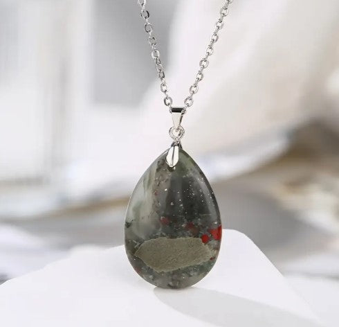 AFRICAN BLOODSTONE PENDANT NECKLACE - GROUNDING & PROTECTION