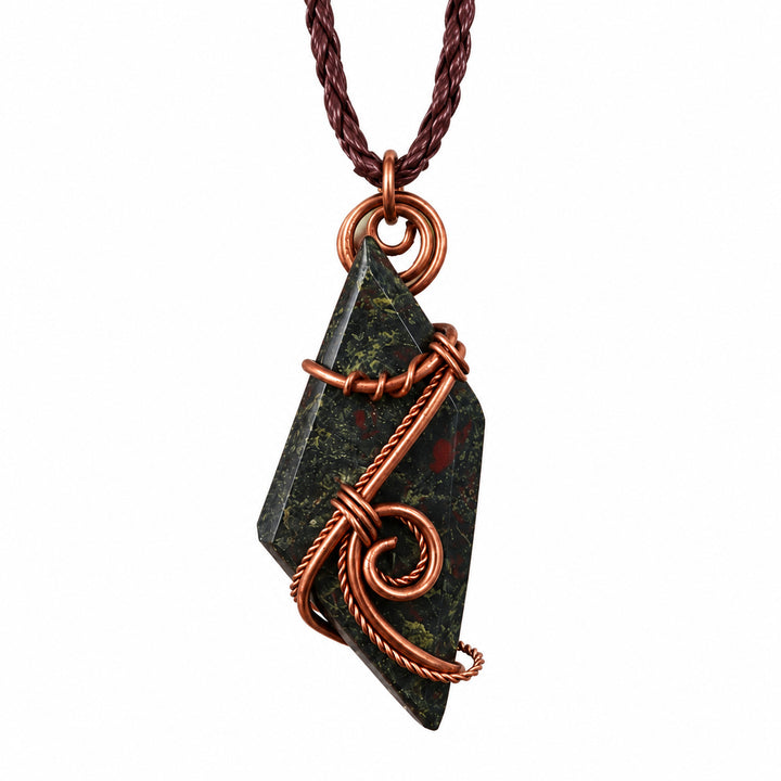 BLOODSTONE COPPER WIRE WRAPPED NECKLACE