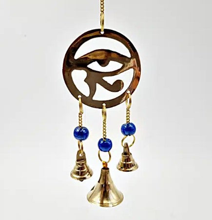 BRASS EYE OF HORUS CHIME WITH BELLS