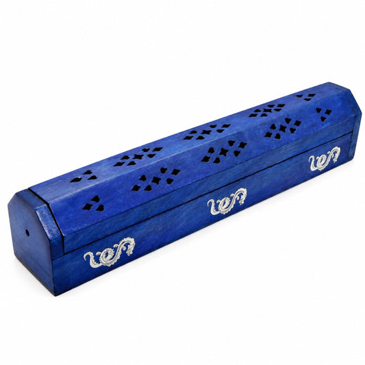 WOODEN BLUE DRAGONS INCENSE HOLDER AND BURNER