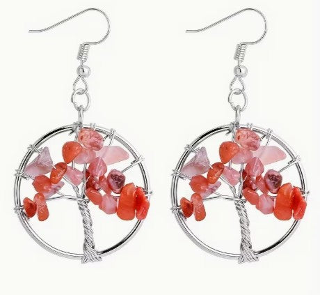 CARNELIAN TREE OF LIFE EARRINGS - CREATIVITY