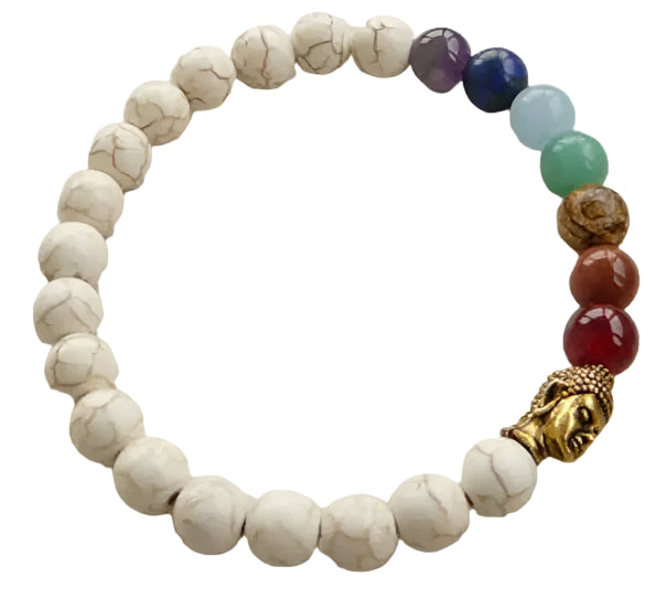 Seven Chakra Howlite Balancing Bracelet - Wildlings Crystals South Africa