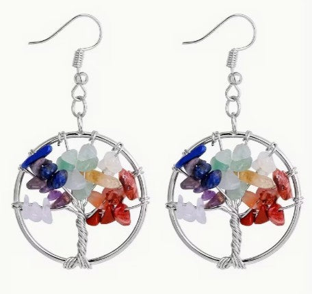 SEVEN CHAKRA TREE OF LIFE EARRINGS - CHAKRA ALIGNMENT