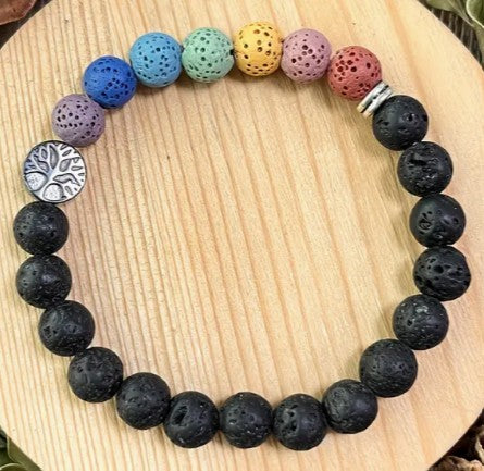 LAVA STONE DIFFUSER 7 CHAKRA BRACELET - GROUNDING