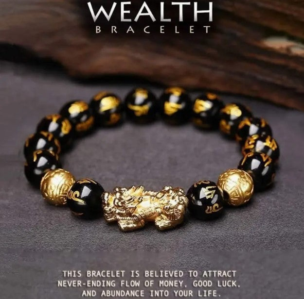 PI XIU BLACK OBSIDIAN BRACELET - WEALTH& PROTECTION