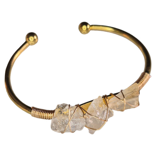 CITRINE ROUGH GOLD PLATED BANGLE - WEALTH & PROSPERITY