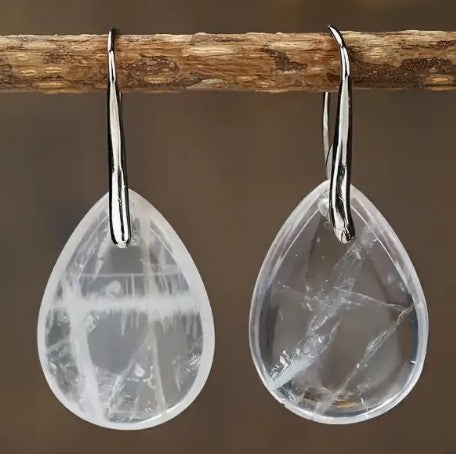 CLEAR QUARTZ TEARDROP EARRINGS - ENERGY AMPLIFIER