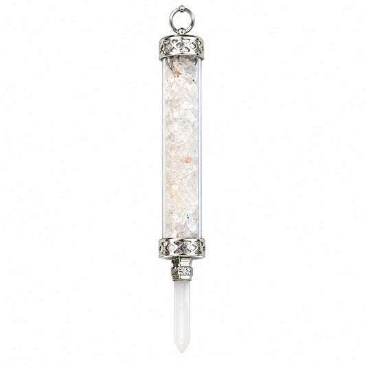 CLEAR QUARTZ WITH SELENITE POINT PENDULUM
