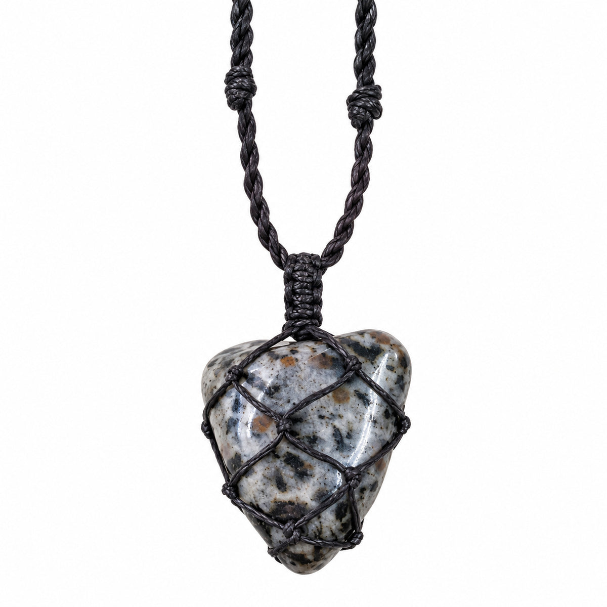 DALMATION JASPER MACRAME NECKLACE