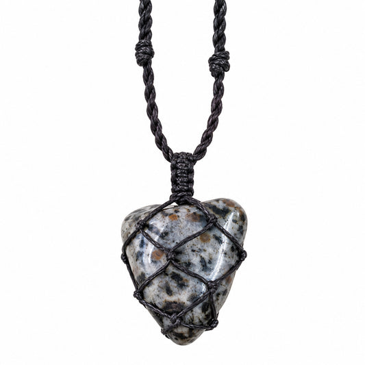 DALMATION JASPER MACRAME NECKLACE