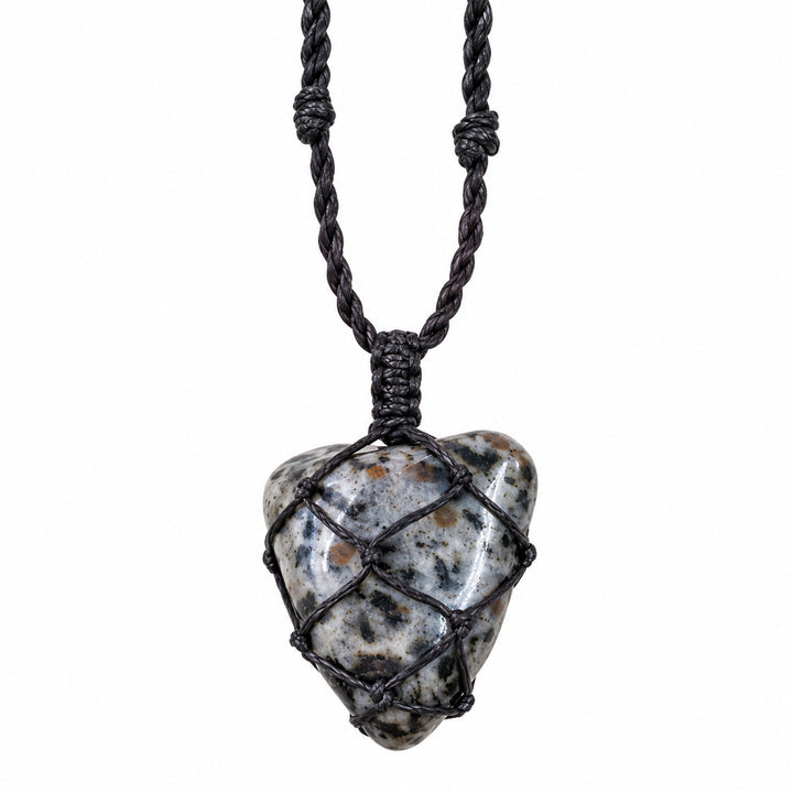 DALMATION JASPER MACRAME NECKLACE